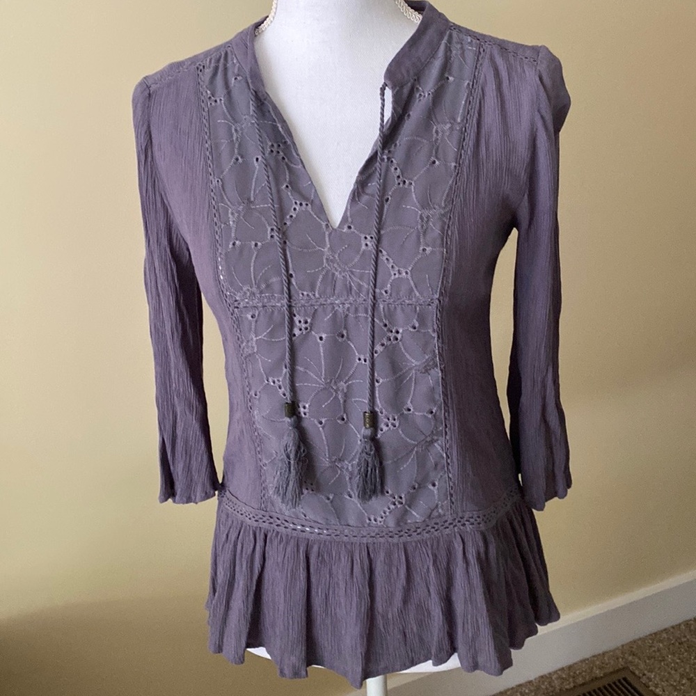 Knox Rose Women’s XS Purple 3/4 Sleeve High-Low Top